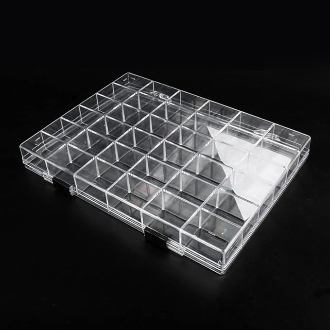 36 Grids Clear Plastic Organizer Box, Craft Storage Container for Beads Organizer, Art DIY, Crafts Jewelry Storage, Fishing Tackles, Rock Collection, 2 Pack