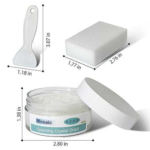Mosaic Crystal Grout for Tiles Crafts–Handmade Mosaic Crystal Sealant & Translucent Grout for Handmade Decorate Tessellated Coasters ，No Need to add Water，Perfect for DIY Craft Projects（5oz）