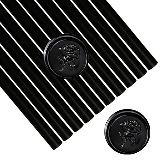 Black Wax Sealing Sticks, ONWINPOR 10pcs Glue Gun Waxs Seal Stick for Waxing Seals Stamp, Melting Waxsealsticks for 0.43'' Glue Gun Waxsealingsticks (Black)
