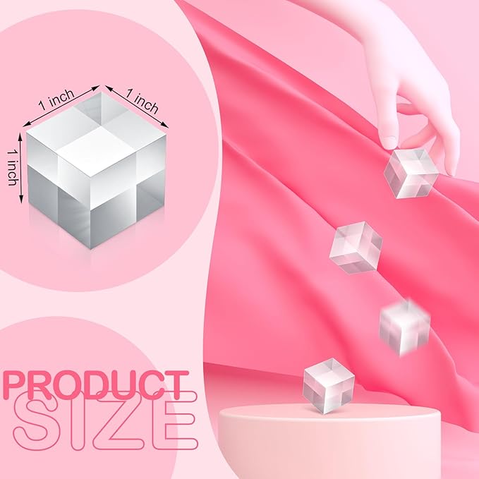 Remerry 8 Pieces Acrylic Display Block 1 x 1 x 1 Inch Clear Polished Acrylic Square Display Cube Block Stand Holder for Rings Jewelry Ornaments