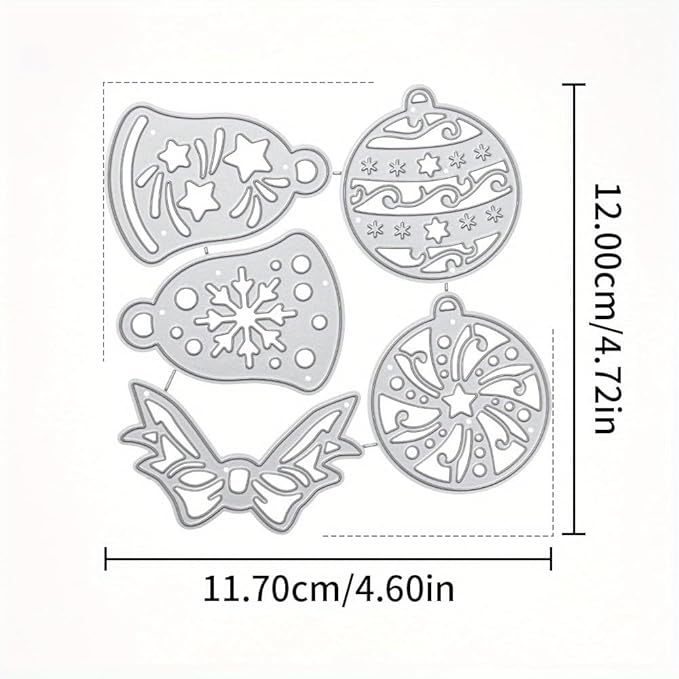 Lapoo Festivals Metal Cutting Die for Scrapbooking - Durable, Cut Stencils for DIY Scrapbook Photo Album Decorative Paper Card, Card Making Supplies, Embossing (Christmas Bells and Bows 4.7 x 4.6 in)