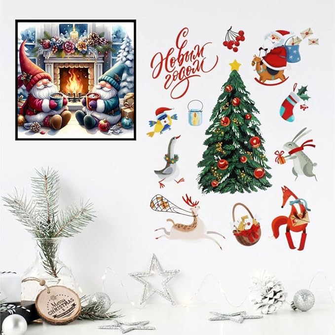 Christmas Stamped Cross Stitch Kits - Christmas Gnome Counted Cross Stitch Kits for Beginners Adults Needlepoint Cross-Stitch Patterns Dimensions Needlecrafts Embroidery Kits Arts and Crafts