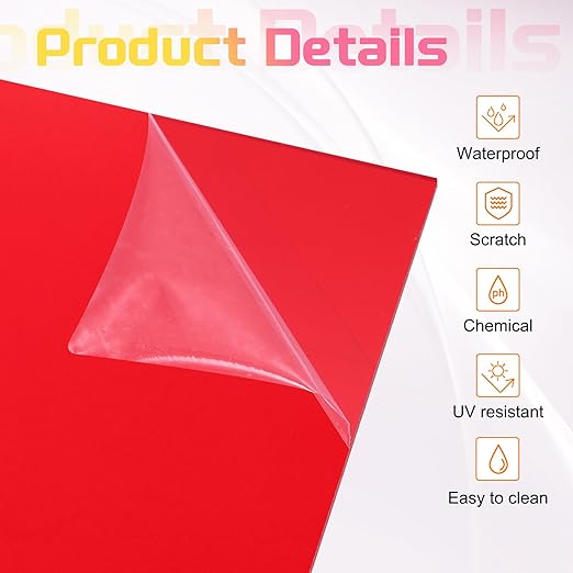 uxcell 3Pcs Acrylic Sheets 12x12 Inch Acrylic Panel 1/8 Inch-3mm Plastic Board for Picture Frames Sign Holders DIY Display Projects Craft, Clear Red