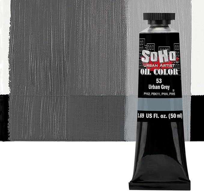 Soho Urban Artist Oil Paint - Urban Grey, 50 ml Tube - Best Valued Oil Colors for Painting, Excellent Pigment Load