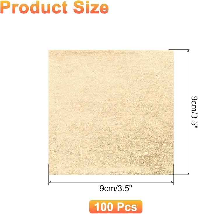 uxcell 100pcs Leaf Sheets, 3.5" x 3.5" Foil Sheets Paper Sheets for DIY Crafts Painting Nails Resin Furniture Decoration(Light Orange)