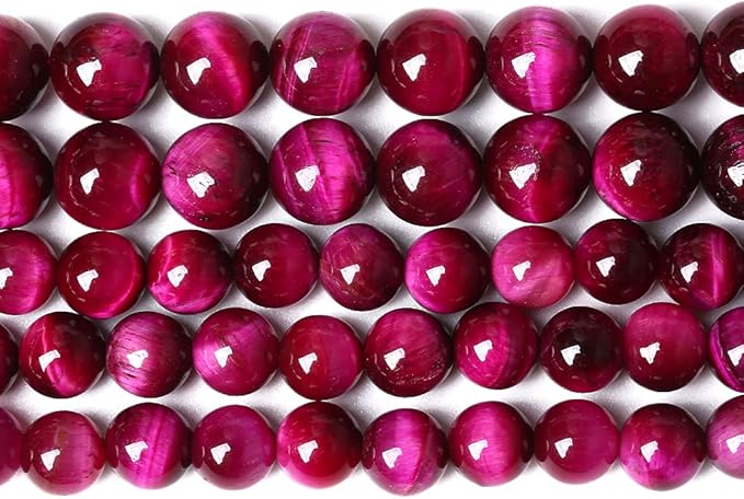 32PCS 12mm AAA Natural Rose Red Tiger Eye Agate Stone Round Loose Beads for Jewelry Making Semi-Precious Beads DIY Bracelet Necklace (Rose Red Tiger Eye Stone, 12mm)