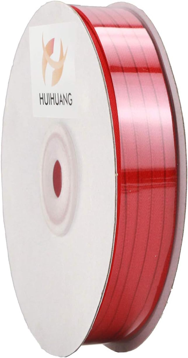 HUIHUANG Solid Color Satin Ribbon 1/8 inch x 100 Yards Roll Ribbon Thin Red Satin Double Face Crafts Ribbon for Crafts Sewing Christmas Gift Wrapping DIY Bows (Red)