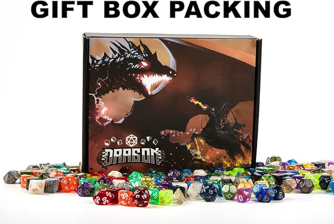 DND Dice Set 42 Pcs Polyhedral Dungeons and Dragons Rolling Dice for D&D RPG MTG Table Games Dice Bulk with Colorful Drawstring Bags and Dice Tray (Double-Color)