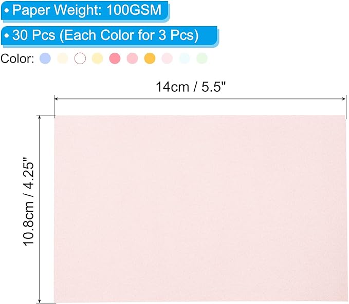 PATIKIL 30 Sheets Vellum Paper 4.25x5.5, Vellum Paper Printable Translucent Paper 100GSM Colored for Invitations Laser Inkjet Printing Card Making Crafting Wedding Tracing, Multicolor