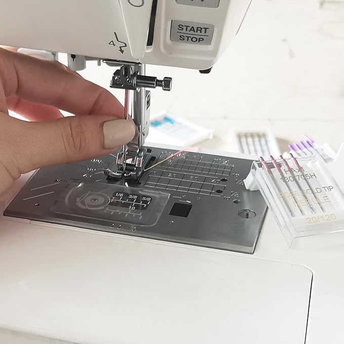 HONEYSEW 30 Pieces Sewing Machine Needles HAX1 130/705H Universal Regular Point Flat Shank Sewing Needle Compatible with Singer, Brother,Janome,Pfaff and Other Brand (Rose Gold Size 20-30PCS)