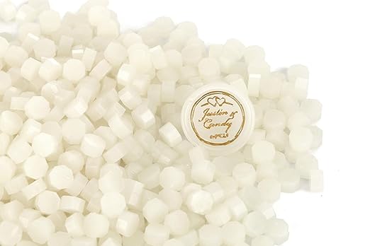 Yoption 360Pcs Cream White Sealing Wax Beads with 2 Spoons and 4 Tea Candles for Wax Seal Stamps, Cards, Wedding Invitations, Wine Packaging, Gift Wrap, Envelopes