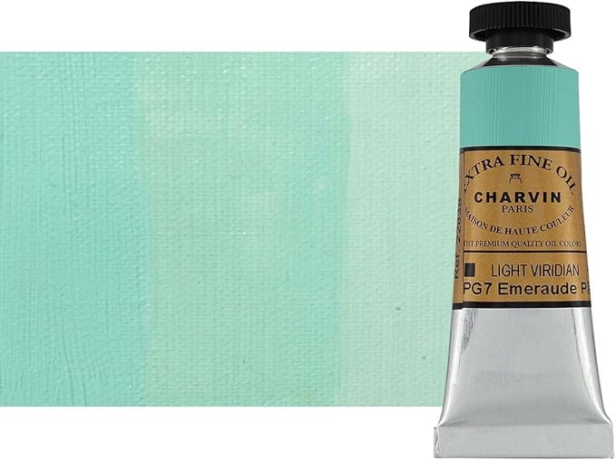 Charvin Extra Fine Oil Paint, Viridian Light 20 mL - Triple-Milled, Rich Texture, Poppy Oil-Based, Light-Fast, Handmade, Archival Quality