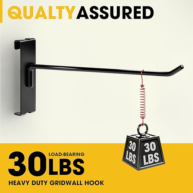 Gridwall Hooks 6 Inch, 60 Pack Heavy Duty Display Hooks for Grid Wall, Grid Panel Hooks Hangers, Grid Wall Accessories for Retail, Craft Shows, Home Setup, and Customized Display, Black