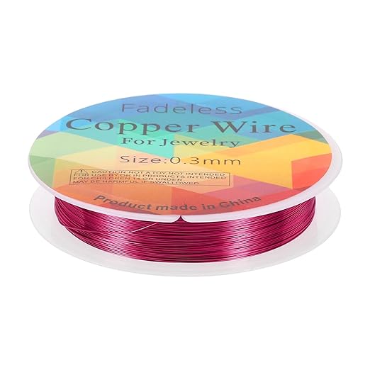 HARFINGTON 49ft Jewelry Wire, 28 Gauge (0.3mm) Brass Craft Soft Metal Tarnish Resistant Copper Beading Wire for Jewelry Making Supplies Crafting, Rose Red