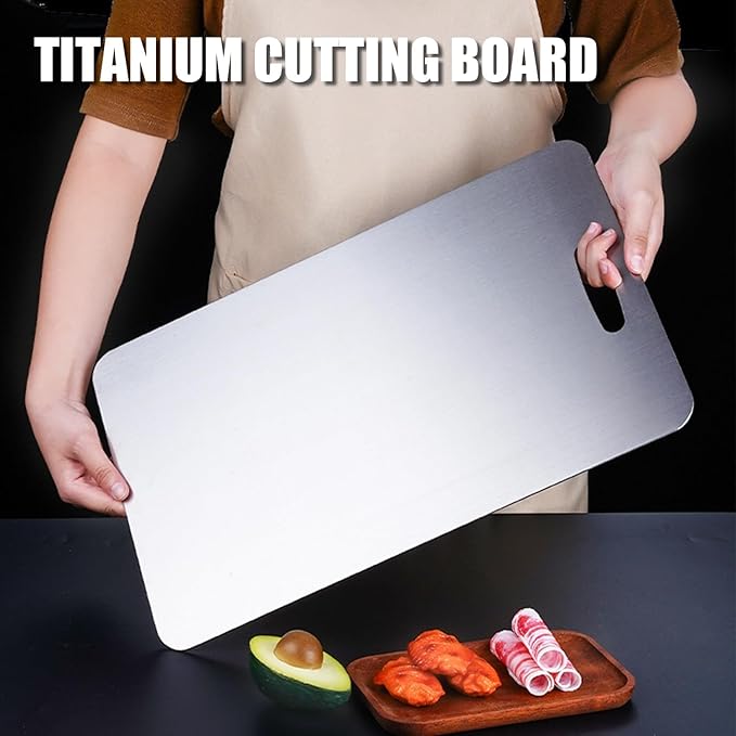 Cutting Board Double Sided,2 Pcs Vegetable Board With Sharpening Stone,Large Size+Small Size,Food Grade Stainless steel and Wheat straw PP Material,Eco-Friendly (Silver)