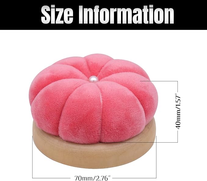 Uxney Pin Cushion,Wooden Sewing Pin Cushion Pincushion Needle Cushion for Sewing Quilting Needlework DIY Crafts(Watermelon Red,2 PCS)