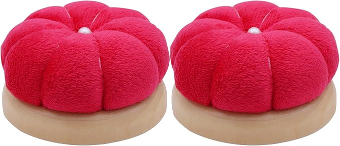Uxney Pin Cushion,Wooden Sewing Pin Cushion Pincushion Needle Cushion for Sewing Quilting Needlework DIY Crafts(Red,2 PCS)