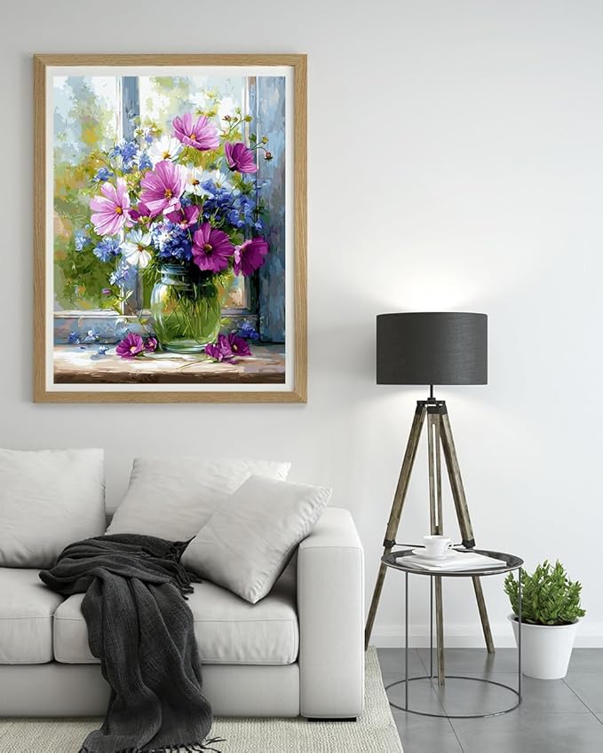 Moohue 14 ct Counted Cross Stitch Kits for Adults Flowers Cross Stitch Patterns Stamped Printed Cross Stitch Kits (Flowers 3)