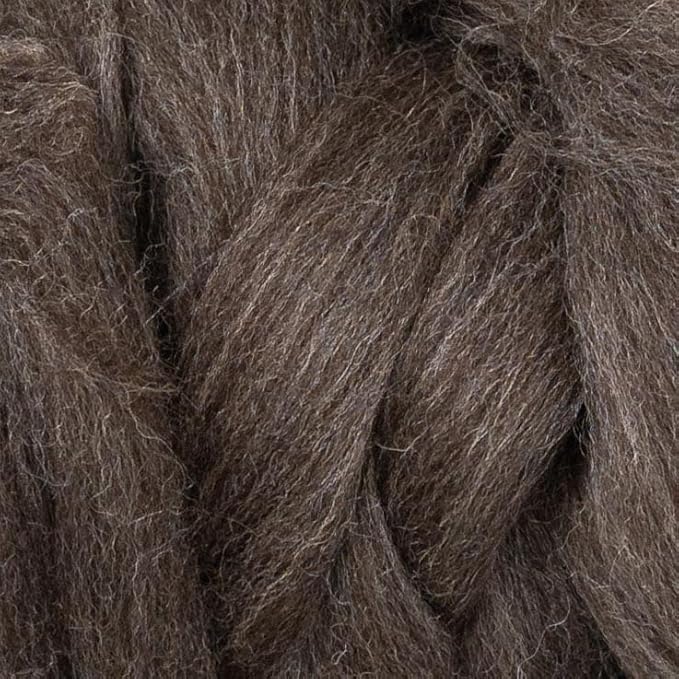 Kondoos Natural Wool roving, 8 OZ. Best for Needle Felting, handcrafts and Spinning. Natural Colours, un-Dyed. (Brown Mocha, 8 oz)