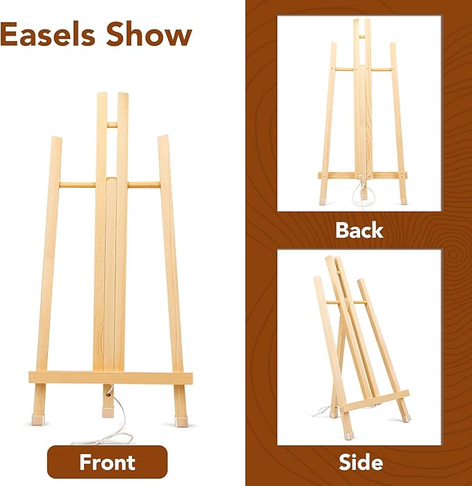 3 Pack 15 Inch Wood Easels, Easel Stand for Painting Canvases, Art, and Crafts, Tripod, Painting Party Easel, Kids Student Tabletop Easels for Painting, Portable Canvas Photo Picture Sign Holder