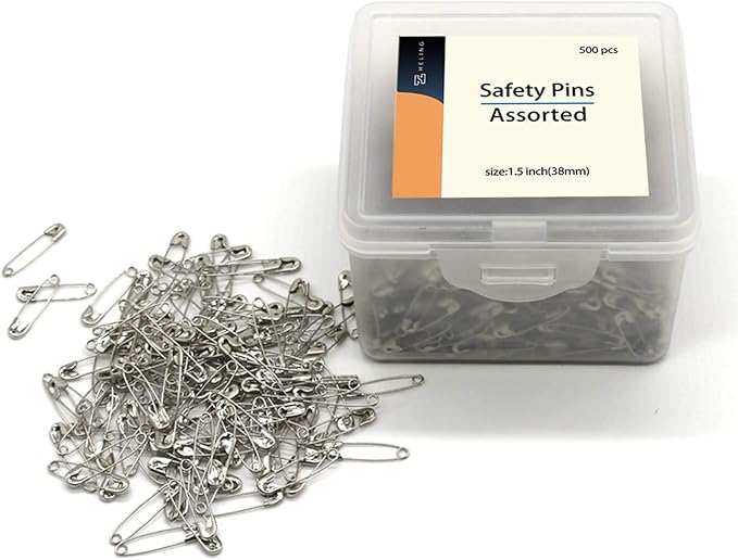 vrupin 1.5Inch/38mm Safety Pins Bulk (38mm-500pcs)