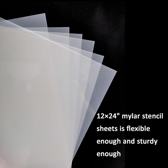 12 Pcs 10 Mil Blank Stencil Sheets 12 x 24 inch Milky Translucent PET Stencil Making Sheet Mylar Blank Template for DIY Art Craft, Cricut, Laser Cutting, Template Material