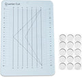 YICBOR Quarter Cut Slotted Ruler Template for Quilting and Sewing Quilt Strip Rulers for Fabric Precise Cutting with 1Pack Nonslip Self Adhesive Silicone Grips