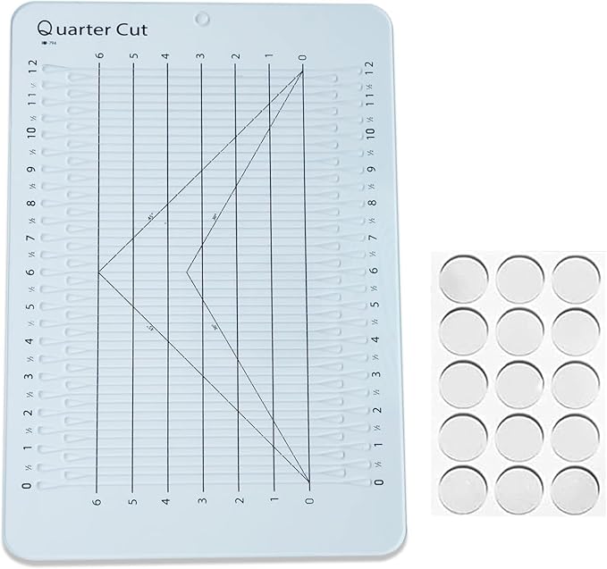 YICBOR Quarter Cut Slotted Ruler Template for Quilting and Sewing Quilt Strip Rulers for Fabric Precise Cutting with 1Pack Nonslip Self Adhesive Silicone Grips