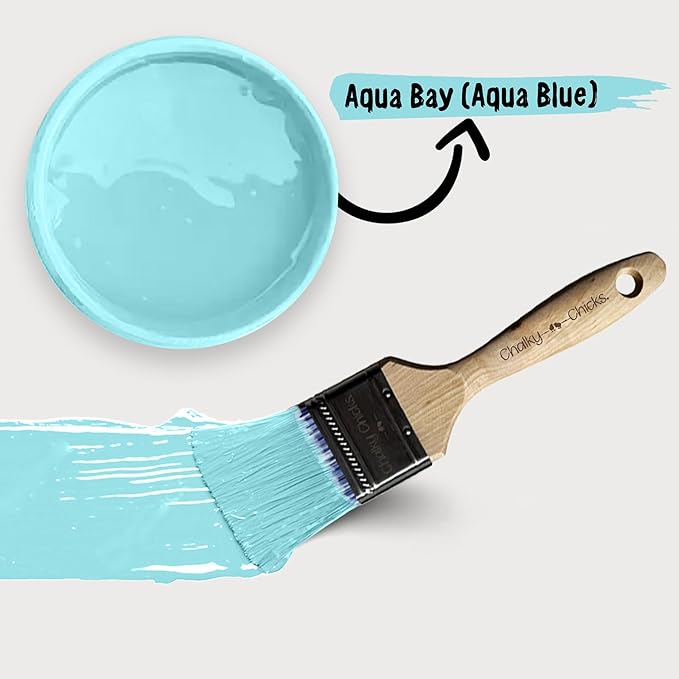 Chalky Chicks All-in-One Chalk Paint for Furniture or Cabinet - 8 Fl Oz - Matte Finish Aqua Bay (Aqua Blue) for Metal, Wood Furniture Paint - No Sanding All-in-One for Home Decor & Crafts, USA Made