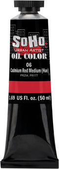Soho Urban Artist Oil Paint - Cadmium Red Medium Hue, 50 ml Tube - Best Valued Oil Colors for Painting, Excellent Pigment Load