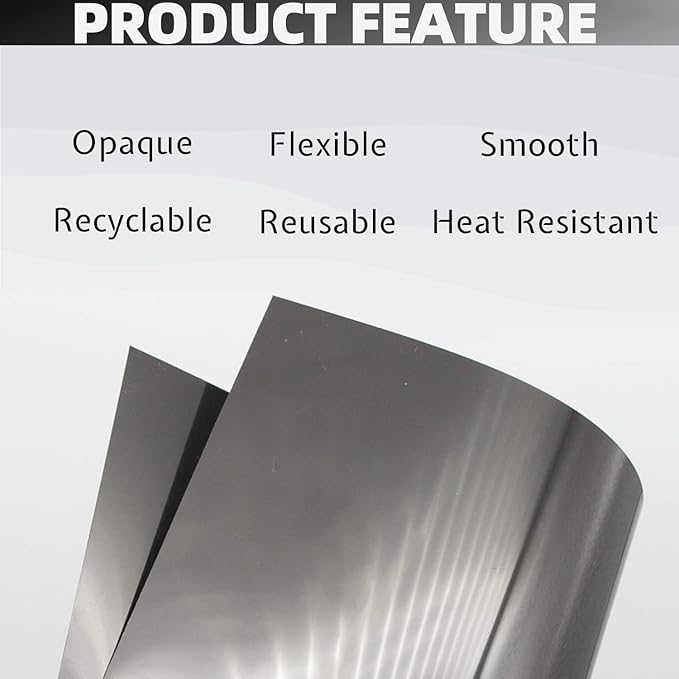 Opaque Black Plastic Sheets, 7.5mil (.0075") 12” X 12” Craft PET Film, PET Stencil Material, Glossy and Flexible Plastic Sheet for Crafts, Cricut, Silhouette Cameo, Sign Makers (10 Pack)