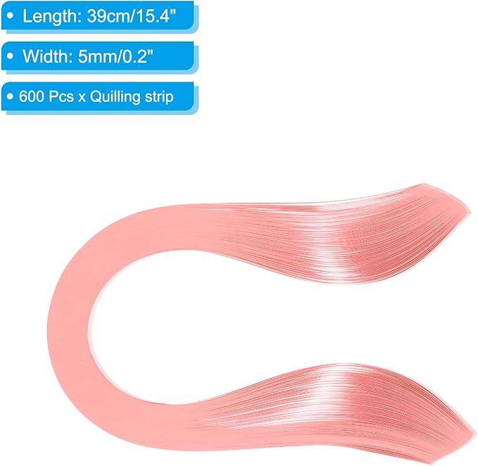 PATIKIL Quilling Strips Paper 600pcs 5mm 39cm Origami Paper Quilling Kits for Art DIY Hand Craft Christmas, Pink