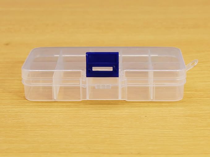 20 packs Plastic Organizer Box 10 Grids Clear Storage Container Jewelry Case with Fixed Dividers for Beads Art DIY Crafts Jewelry Fishing Tackles (20pcs 10 Grids Box)