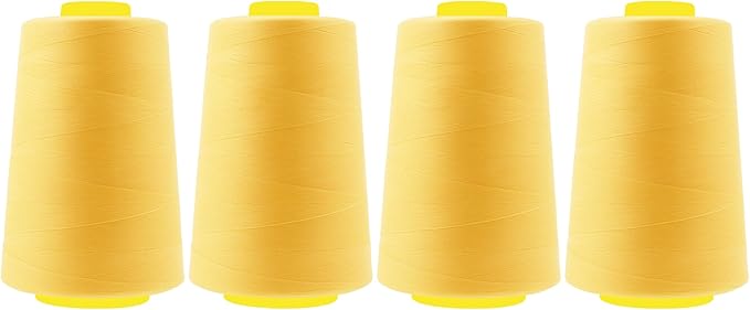 Mandala Crafts 4 Pack of Serger Threads Cones Spools - 40S/2 24000 Yards Polyester Butter Cream Threads for Sergers Machine and Overlock Quilting Sewing Machine