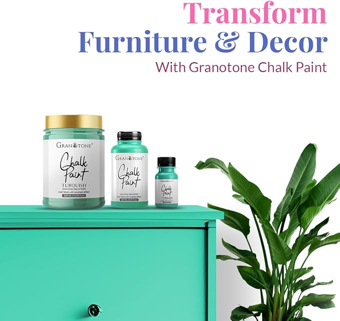 GRANOTONE Chalk Paint for Furniture, Home Decor, Crafts | Eco-Friendly | All In One Paint | No Wax Needed | Versatile DIY Solution | 120 ML (TURQUISH)