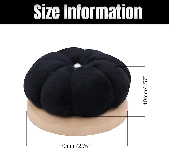Uxney Pin Cushion,Wooden Sewing Pin Cushion Pincushion Needle Cushion for Sewing Quilting Needlework DIY Crafts(Black,2 PCS)