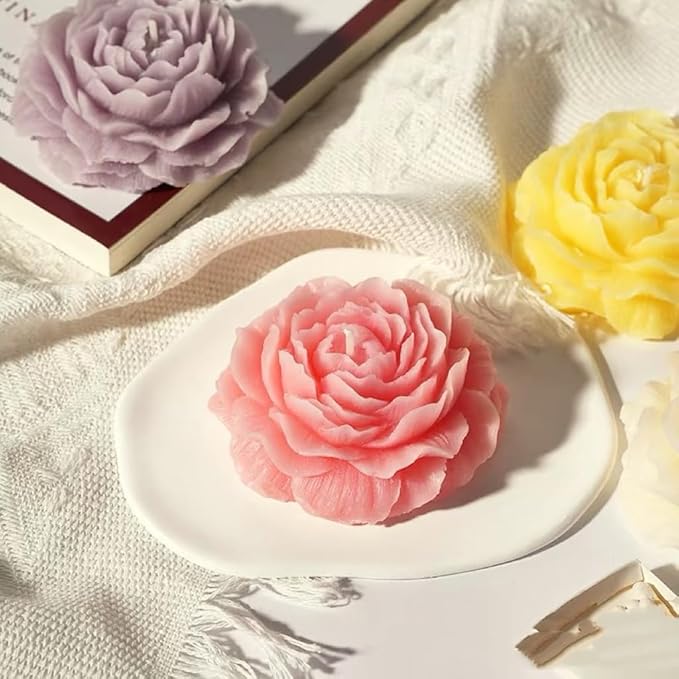 3D Peony Candle Mold 2Pack, Peony Molds for Candles, for Soap/Soy Wax/Clay/Candle/Epoxy Resin Making molds, DIY Craft Suppliers for Party/Home/Wedding Decoration