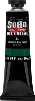 Soho Urban Artist Oil Paint - Chromium Oxide Green, 50 ml Tube - Best Valued Oil Colors for Painting, Excellent Pigment Load