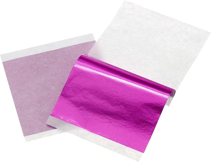uxcell 100pcs Leaf Sheets, 3.5" x 3.5" Foil Sheets Paper Sheets for DIY Crafts Painting Nails Resin Furniture Decoration(Light Purple)