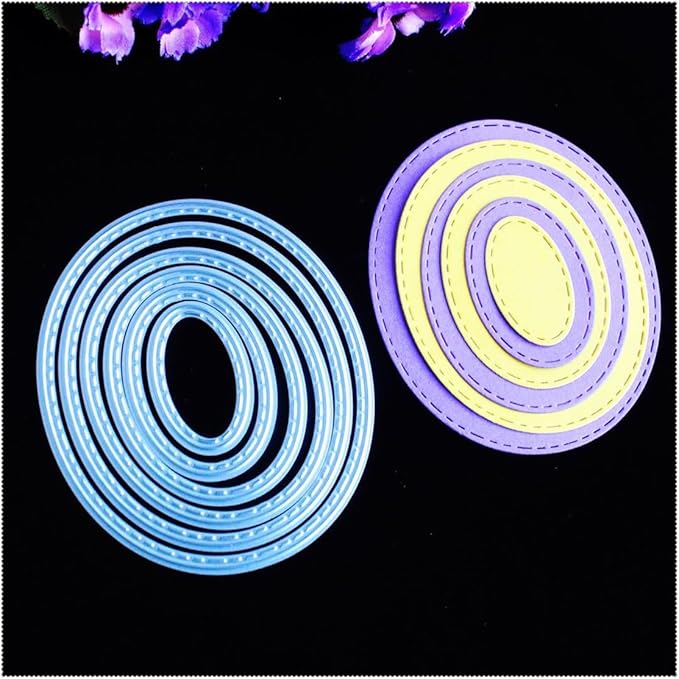 Mvchifay Cutting Dies Happy Birthday Thanks Metal Stencils Scrapbooking Tool DIY Emboss for Paper Card Making (Ovals Set)