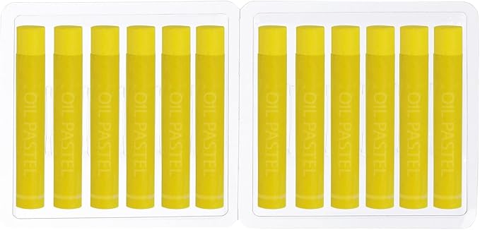 PATIKIL Lemon Yellow Oil Pastels, 12Pcs Soft Oil Crayons Creamy Pastels Stick Art Supplies for Art Painting Drawing Blending Graffiti for Artists Beginners