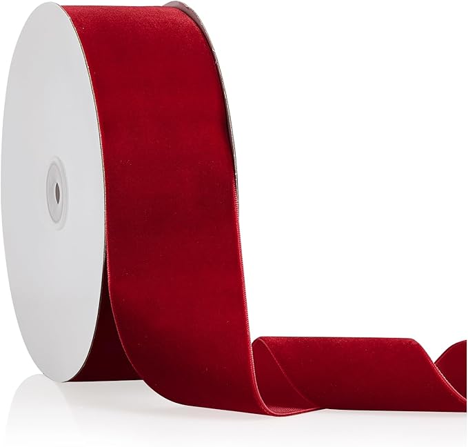 2" X 20 Yards Red Velvet Ribbon for Christmas Tree Wreath Decoration Handmade Crafts Ornaments Gift Wrapping & Bow Making