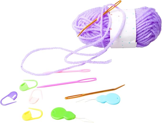 Hekisn 45Pcs Large Eye Blunt Yarn Needles kit, Assorted Sizes Bent Tapestry Darning Needle, Sewing Needles with Needle Threaders & Stitch Markers for Knitting Crochet (Orange&White)