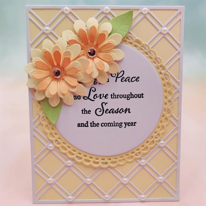 Cutting Dies Metal Stencils Scrapbooking Tools Flowers Lace Frame DIY Embossing Template for Paper Card Making Album Arts Crafts Supplies (Square Hollow background-11.1x14.3cm)