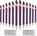 12 PCS 2 in 1 Stylus Ballpoint Pen with Stylus Tip, 1.0 mm Black Ink Metal Pen Stylus Pen for Touch Screens (Rose Gold & Purple)