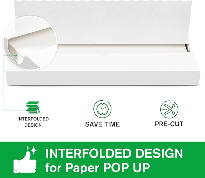 Precut POP UP Deli Paper Sheet Pack of 200, Interfolded Heavy Paper for Food Wrap and Serving (12" x 10-1/2", White）