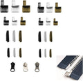 48pcs Zipper Head Slider, Zipper Latch Slider Retainer, 4 Sizes 3 Color Zippers Bottom Sliders Retainer Insertion Pin with 3pcs Zippers Latch for DIY Sewing Replacement Repair Kit