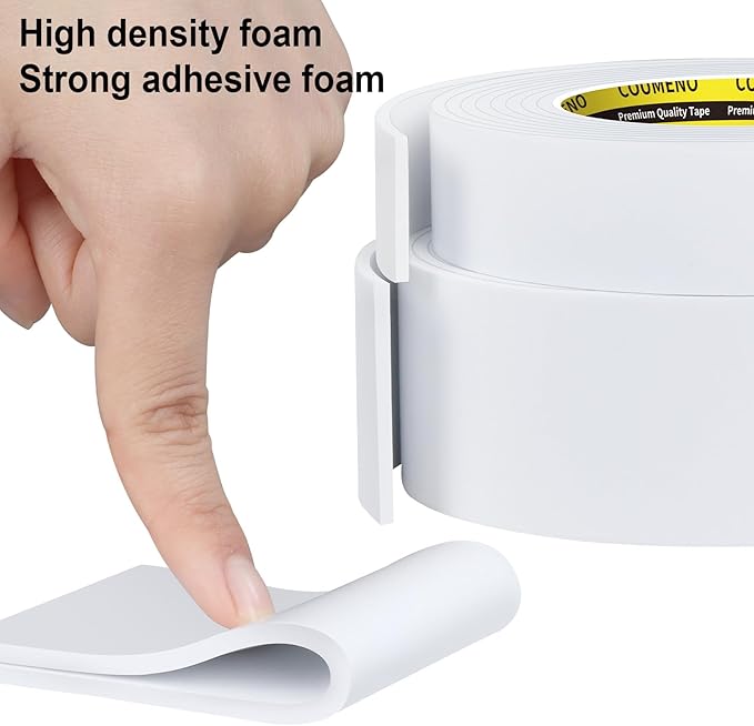 3 Pack EVA Single-Sided Adhesive Foam Tape 1.2inx16.4FT Single-Sided Sealing Strip Foam Pad Sponge Tape Window Weatherproof Whtie