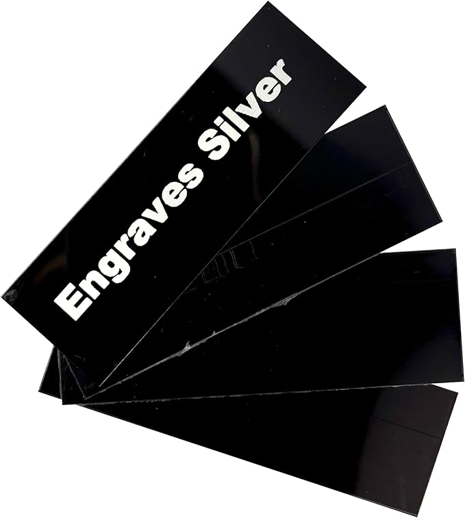 Blank Metal Plates for Laser Engraving - 4 Pack | Aluminum Sheets 0.020" Thick | CO2, Diode, Fiber Laser Compatible | Multiple Sizes & Colors (Black (engraves silver), 1x2 inch)