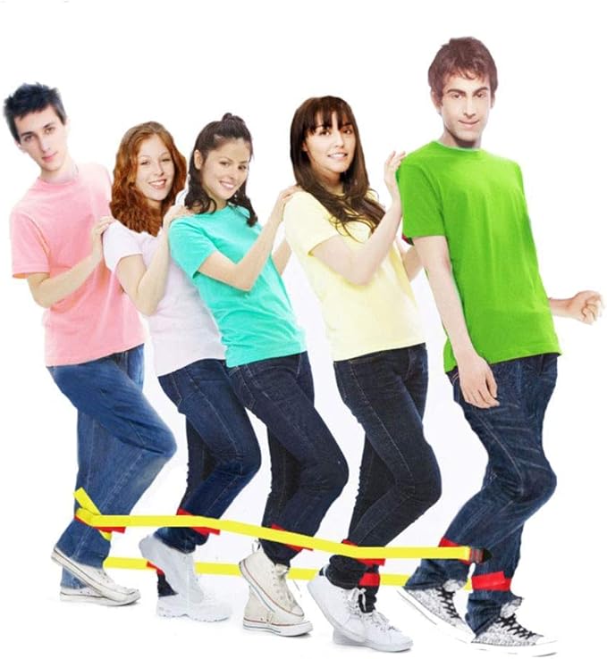Sonyabecca Cooperative Band Walker 5-Legged Race Band Set Game Teamwork Training for Children Adult, 6-Legged Race Band 2 Sets 5-Legged Race Band